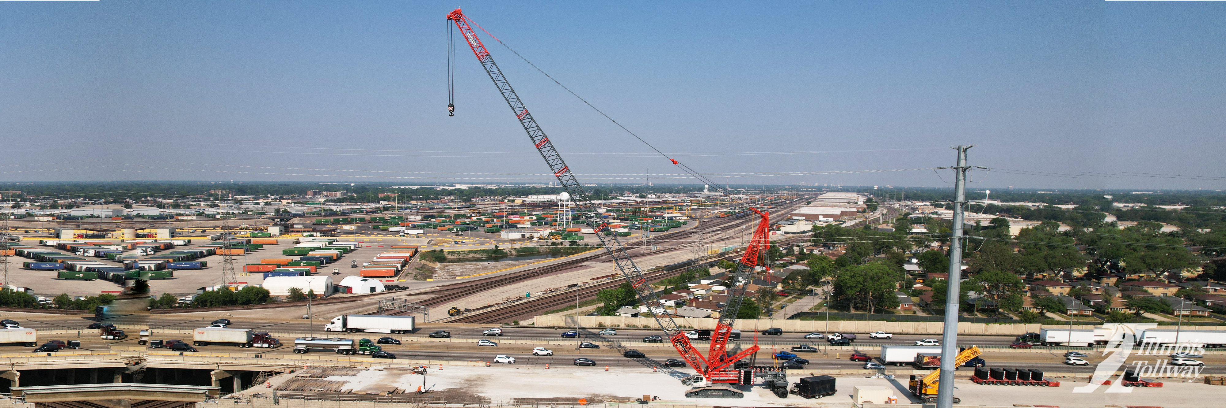 Illinois Tollway Uses Giant Crane to Lift Massive Beams into Place on I-294 Bridge